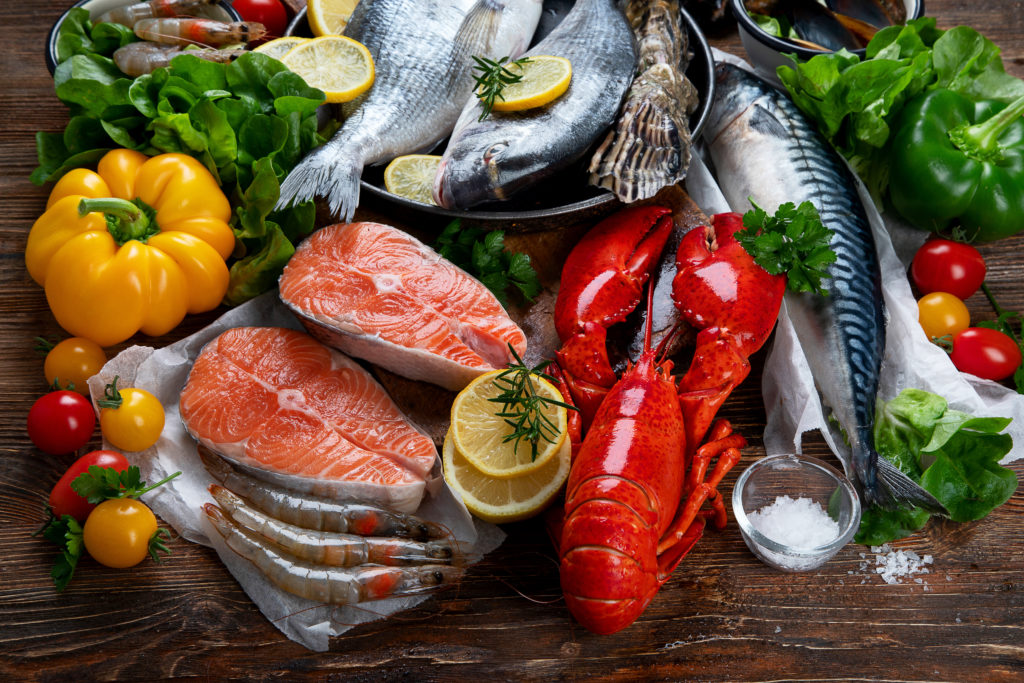 Fresh fish and seafood with vegetables Groupe Charlet